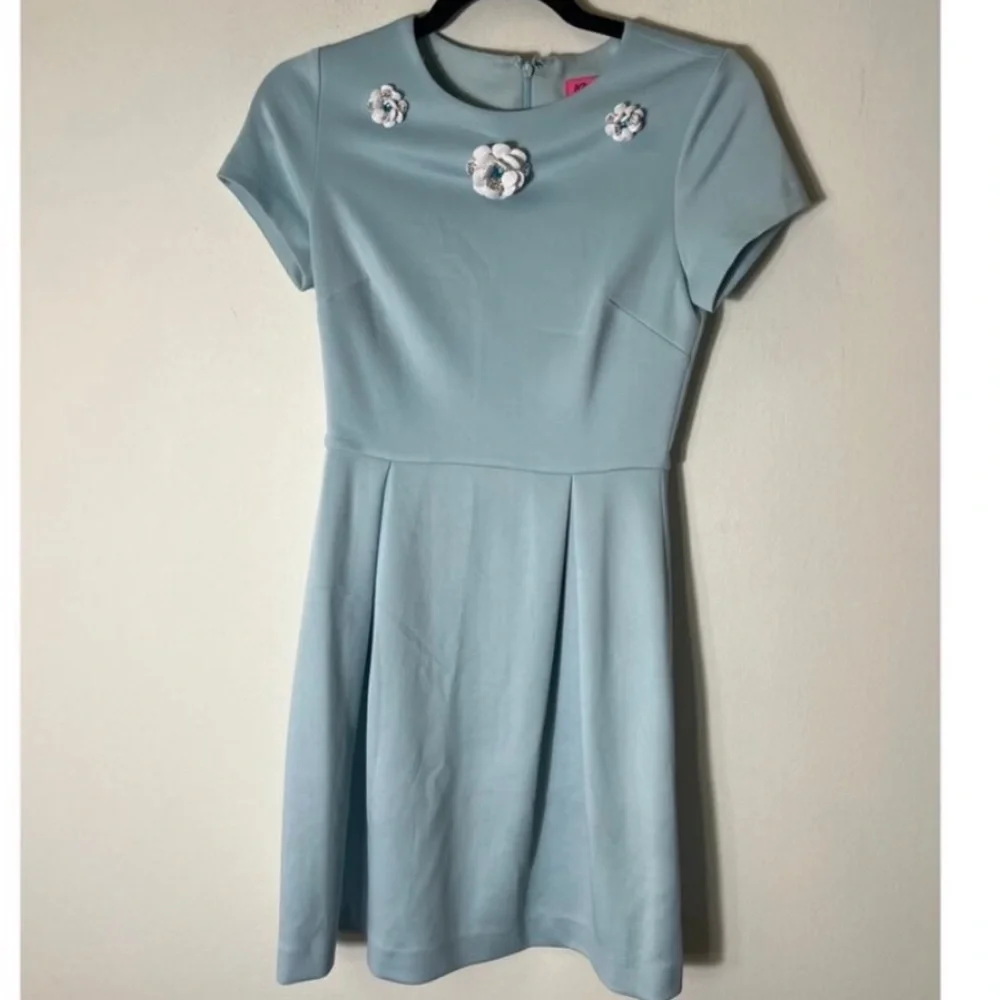 Betsey Johnson Light Blue Dress with embellished flowers